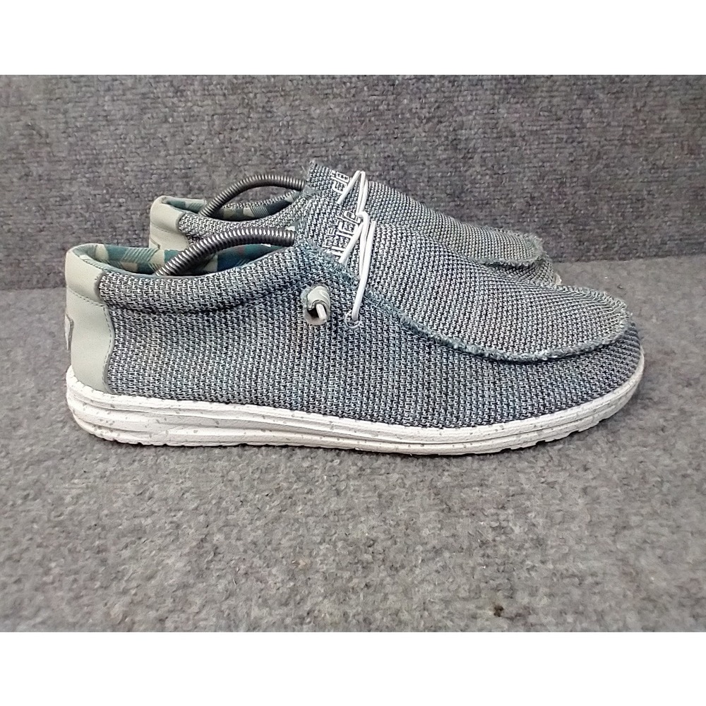 Hey Dude Wally Sox Loafers Mens Size 11 Ice Grey Stretch Knit Slip On Shoes